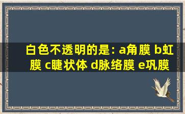 白色不透明的是: a角膜 b虹膜 c睫状体 d脉络膜 e巩膜